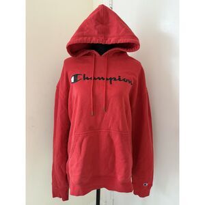 Champion Red Hoodie – No Size Tag (Fits M/L)